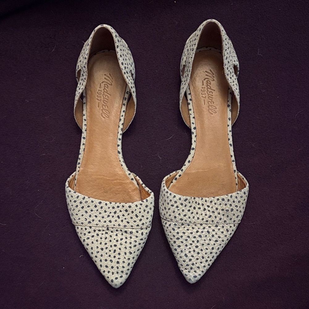 Madewell Cream and Black Speckle Patterned Flats